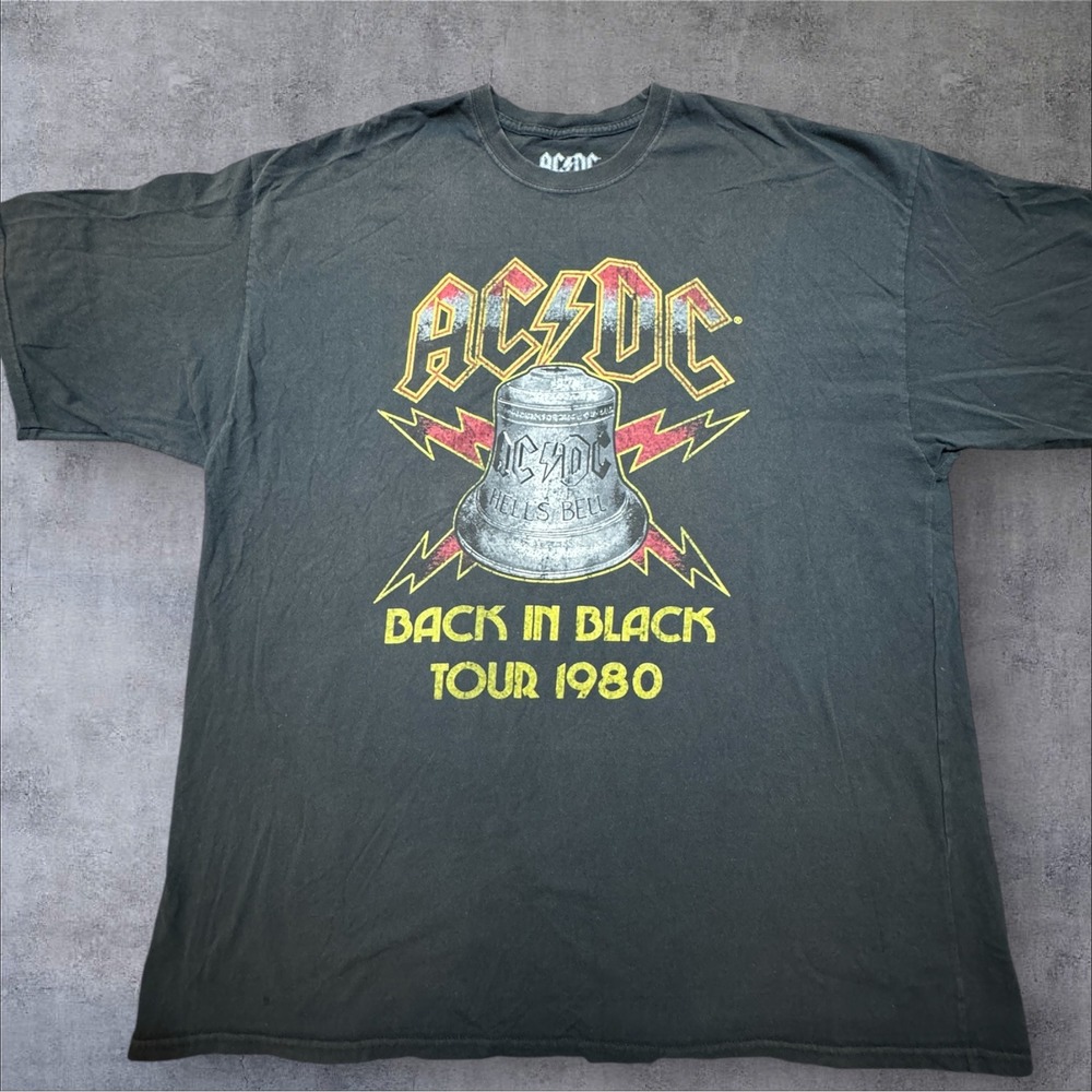 AC/DC Graphic T-Shirt Men's 3XLT Black Back In Black Tour 1980 Distressed